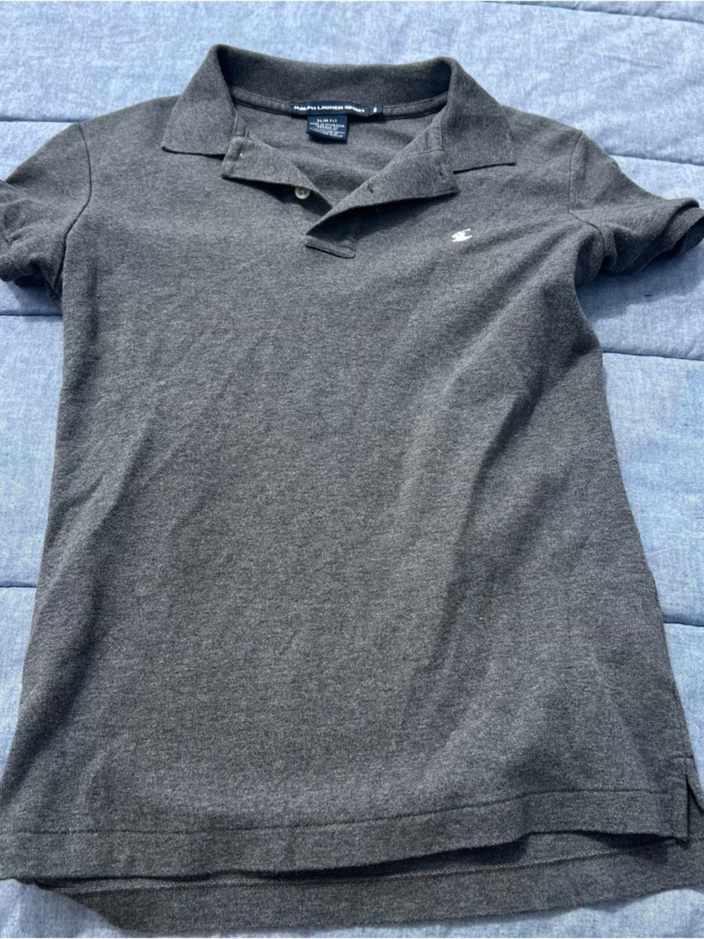 Ralph Lauren Sport Women's Slim Fit Short Sleeve Polo in Charcoal Gray Size S